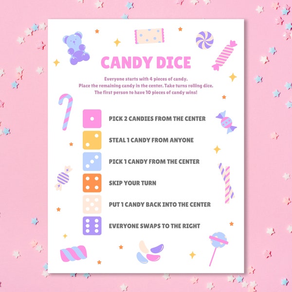 Candy Dice | Slumber Party Games | Preteen Sleepover Games | Birthday Party Games | Cute Girls Birthday Games | Fun Sleepover Activities