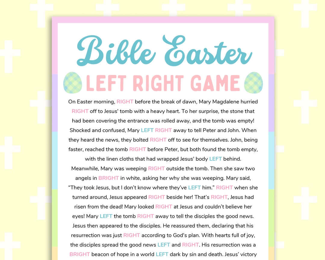 Bible Easter Left Right Game Easter Story Sunday School Church ...