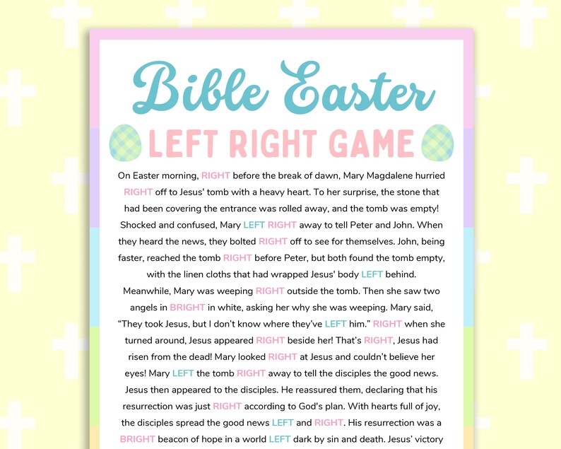 Bible Easter Left Right Game Easter Story Sunday School Church ...