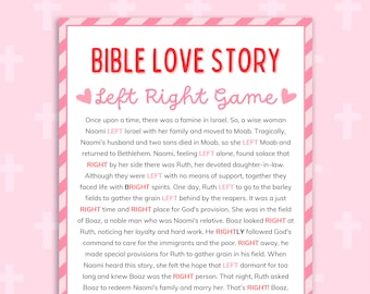 Bible Story Left Right Game Church Valentine Game Gift Exchange Game Pass the Prize Kids Sunday School Activities Printable Christian Games