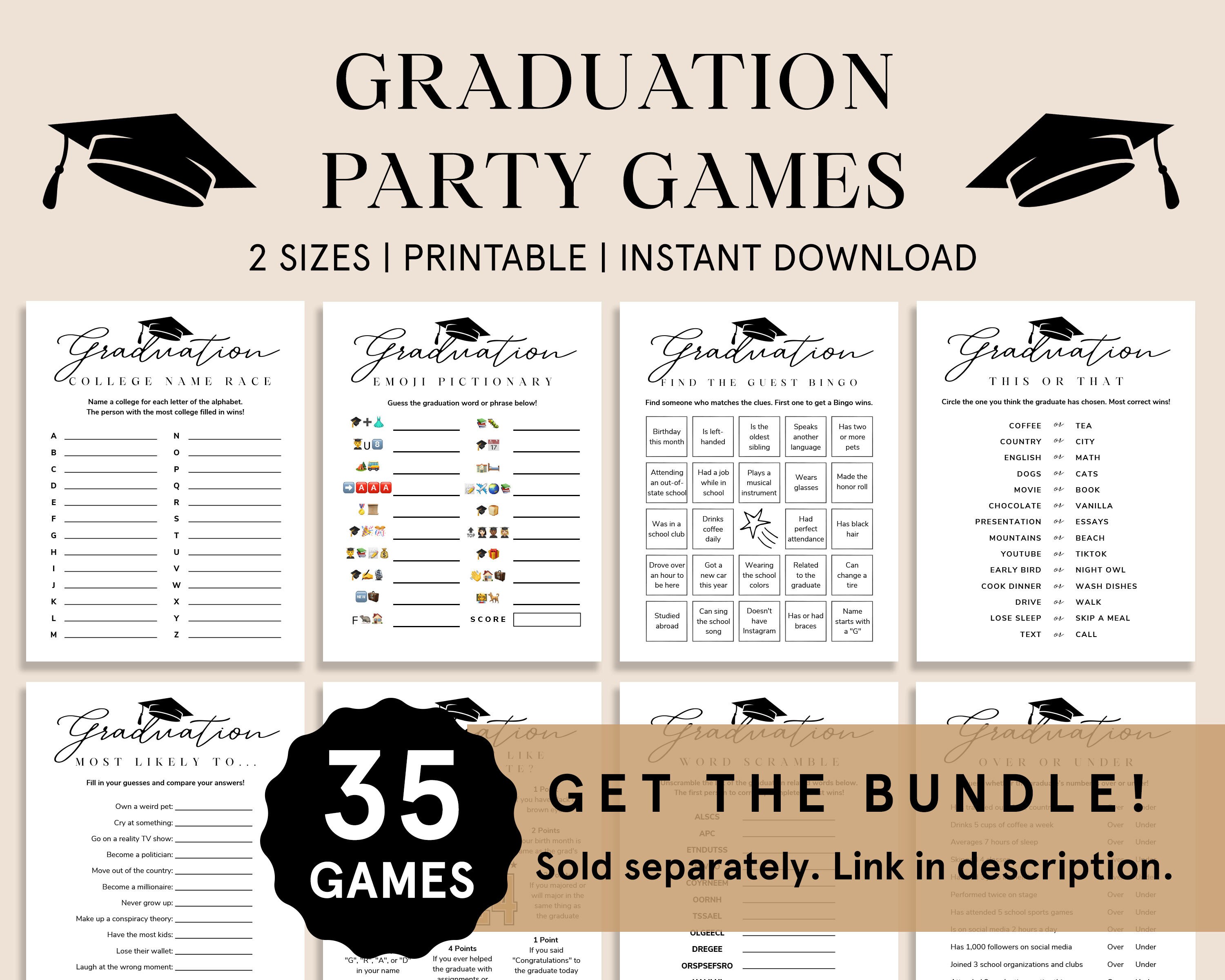 Graduation Over or Under Graduation Party Games Grad Party Games High ...