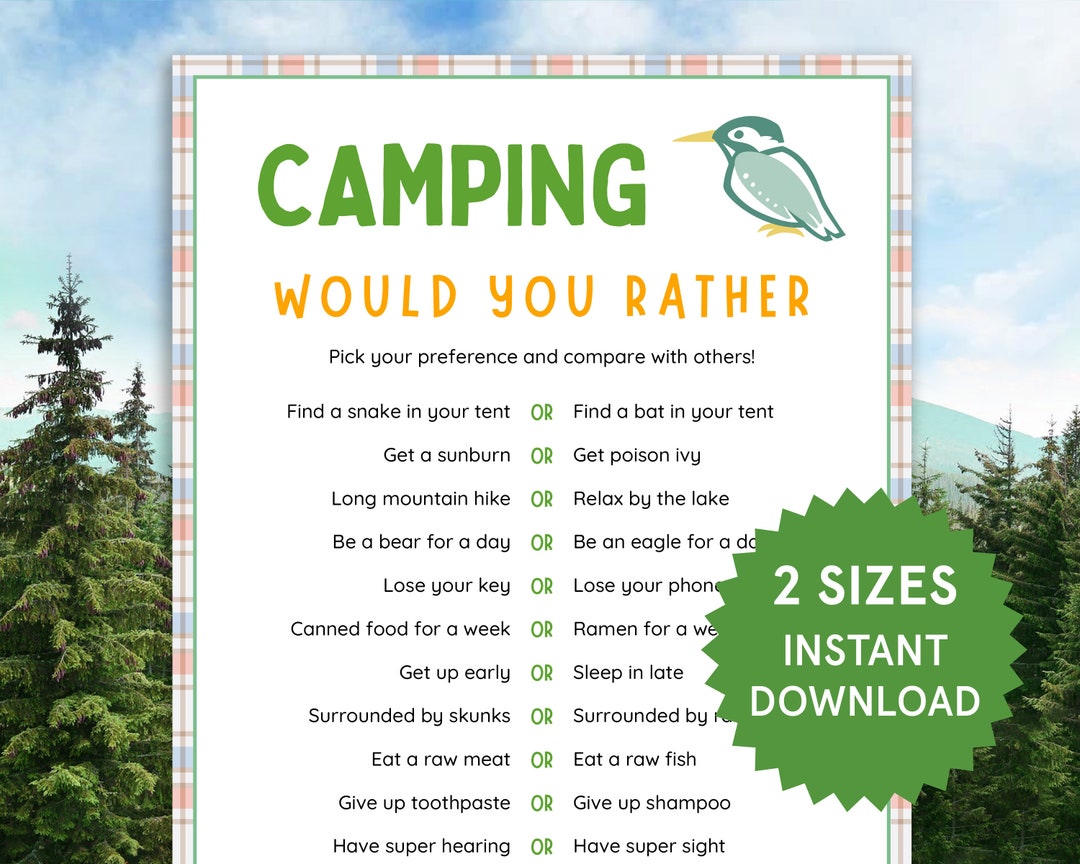 Camping Would You Rather Camping Games Camping Activities Kids Camping