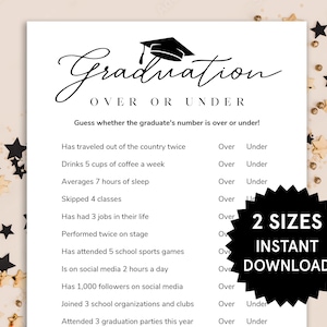 Graduation Game Over or Under 2025 Graduation Party Games Class of 2025 Grad Party Game High School Graduation 2025 College Graduation Game