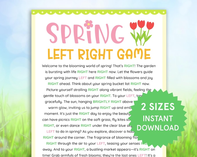 Spring Balance Game Spring Left Right Game Printable Spring Games Spring Activities for ...