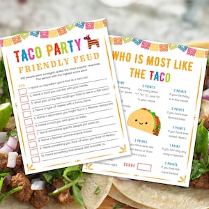 Pakiet gier imprezowych Taco Gry Taco dla dzieci Gry Fiesta Przyjęcie urodzinowe Fiesta biurowa Impreza meksykańska Zajęcia Fiesta Rodzinny Taco Wtorek zdjęcie 2
