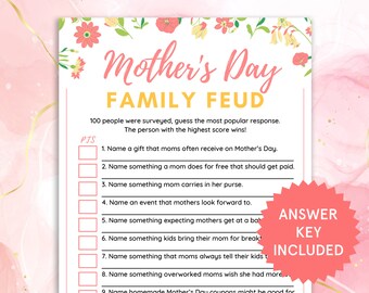 Mothers Day Family Feud Mothers Day Friendly Feud Printable Mothers Day Games Mothers Day Activities Mothers Day Party Mothers Day Trivia