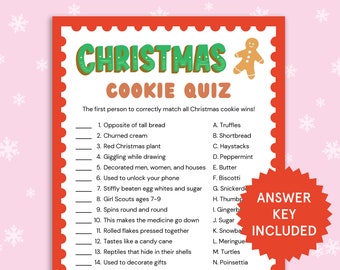 Christmas Cookie Quiz | Christmas Trivia Game | Printable Christmas Game for Kids Adults | Christmas Party Game | Holiday Family Activity