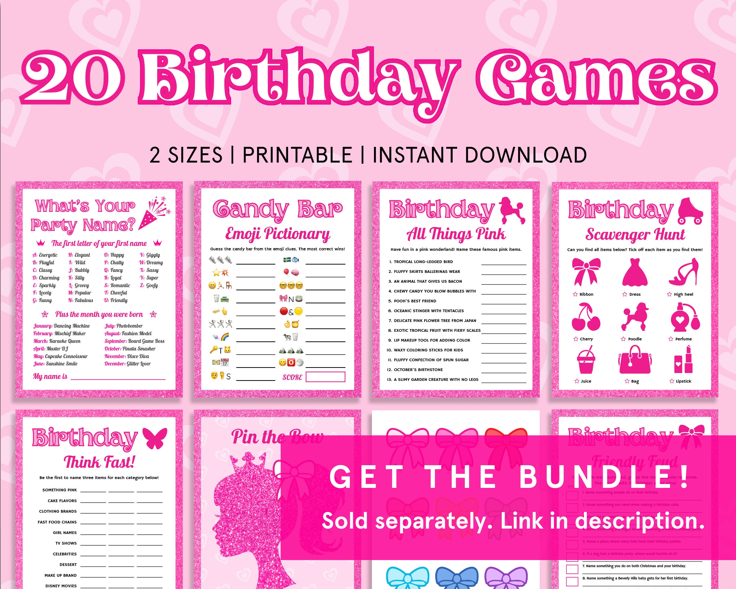 Pink Birthday Think Fast Tween, Teen Birthday Games Pink Party Games