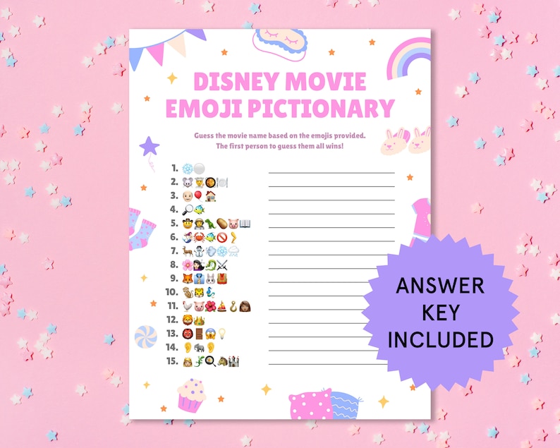 Disney Movie Emoji Pictionary Printable Party Games - Etsy