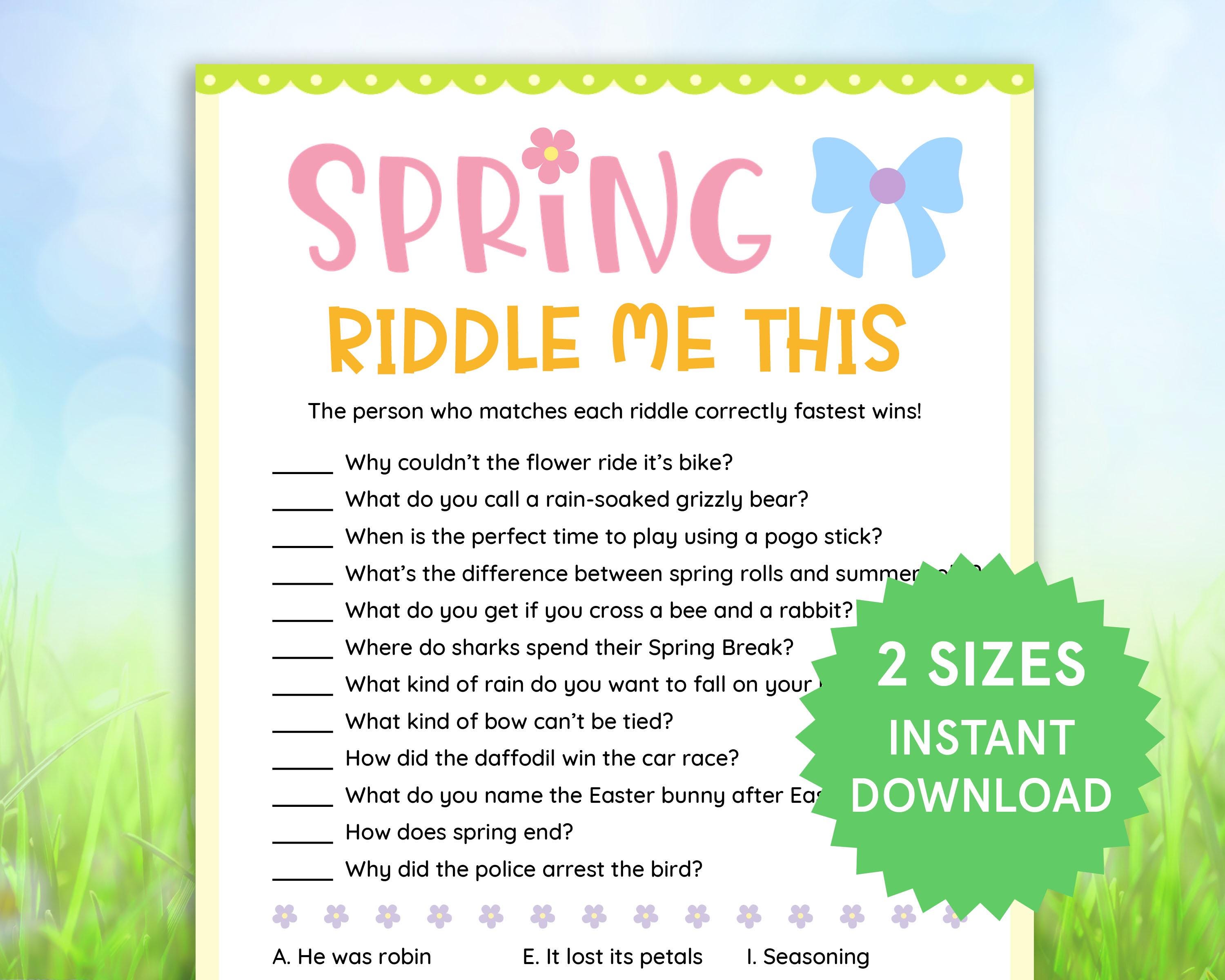 Spring Riddle Coloring Pages Spring Riddle Me This Game Printable Spring Activities for Kids, Family ...
