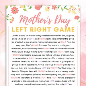 Mothers Day Left Right Game Printable Mothers Day Games Mothers Day ...