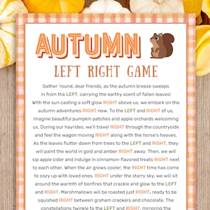 Fall Left Right Game Fall Left Right Poem Fall Family Reunion Fall Gift Exchange Game Pass the Prize Fall Activities Autumn Printables