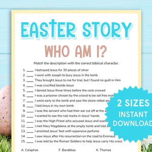 Bible Easter Story Who Am I Bible Easter Trivia for Kids, Adults Easter Sunday School Easter Bible Study Game Easter Church Game Activities