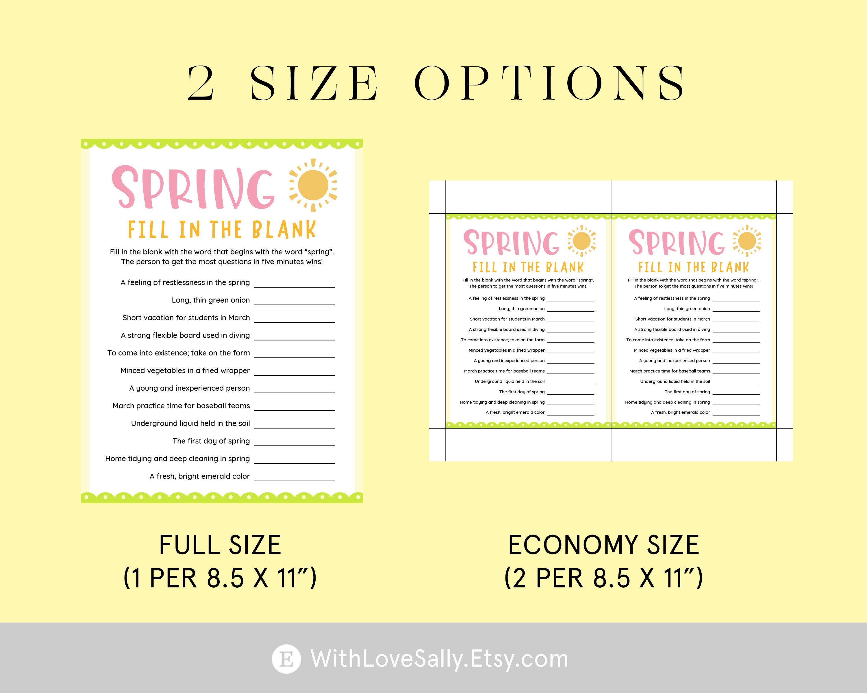 Spring Riddle Sheets For Kids Pdf Spring Game Printable Spring Activities for Kids, Adults Spring Party ...