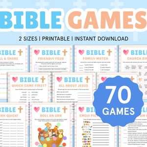 Bundel met bijbelspellen Kerkbijbelspellen voor kinderen, tieners en volwassenen Christelijke spellen Bedieningsspellen voor kinderen Zondagsschool Afdrukbare kerk jeugdgroep