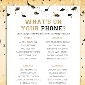 Graduation What&#39;s On Your Phone | Graduation Games | Class of 2023 Games | High School and College | What&#39;s In Your Phone | Printable