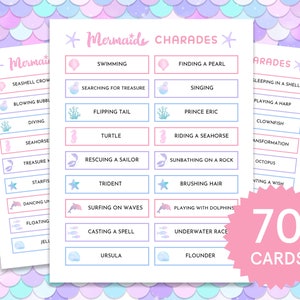 Mermaid Charades Mermaid Party Game Girls Birthday Party Game Fun Mermaid Activities for Kids Ocean Party Game Under the Sea Party Printable