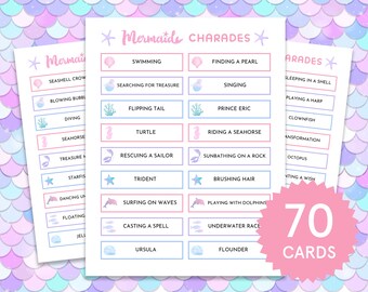 Mermaid Charades Mermaid Party Game Girls Birthday Party Game Fun Mermaid Activities for Kids Ocean Party Game Under the Sea Party Printable