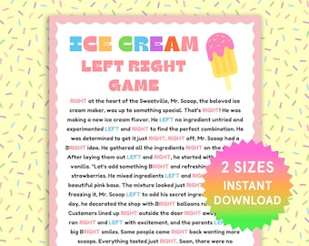 Ice Cream Left Right Game Ice Cream Party Games for Kids Ice Cream Birthday Games Printable Pass the Prize Gift Exchange Ice Cream Social