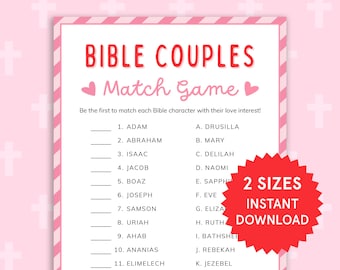 Bible Couples Match Game Bible Games for Kids, Adults Church Valentines Day Fun Church Party Games Womens Ministry Printable Christian Games