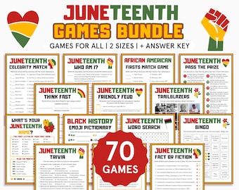 Juneteenth Games MEGA Bundle Juneteenth Games for Kids Family Black History Games Juneteenth Trivia Juneteenth Activities for Kids Printable