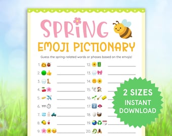 Spring Emoji Riddles Spring Emoji Pictionary Game Printable Springtime Games Spring ...