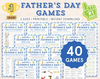 Lot de jeux fête des pères Activités fête des pères pour enfants Adultes Fête des pères Jeu familial à imprimer Fête des pères Quiz Jeux Fête des pères pour enfants