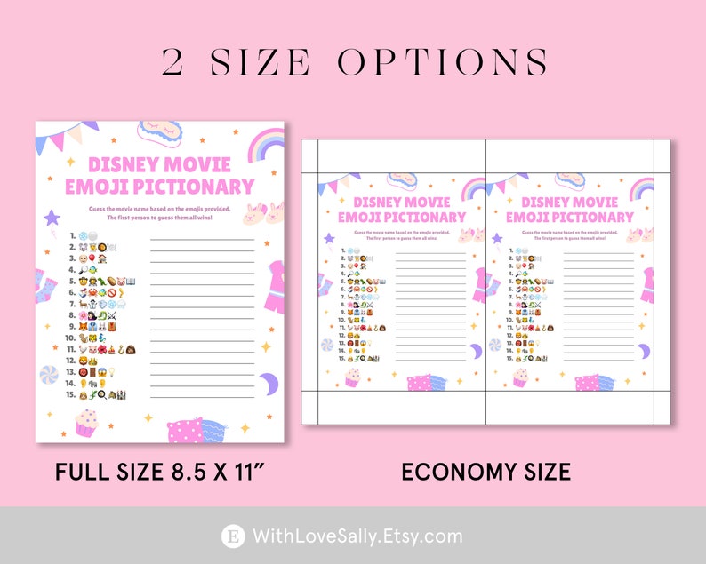 Disney Movie Emoji Pictionary Printable Party Games - Etsy