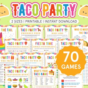 Taco Party Games Bundle Taco Games for Kids Fiesta Games Birthday Party Office Fiesta Mexican Party Fiesta Activities Family Taco Tuesday