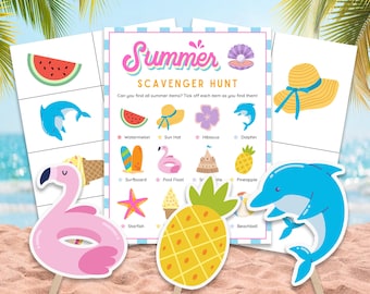 Summer Scavenger Hunt Summer Games Summer Treasure Hunt Printable Summer Activities for Kids Summer Kids Games Indoor Scavenger Hunt