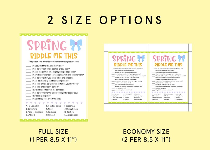 Spring Riddle Sheets For Kids Pdf Spring Riddle Me This Game Printable Spring Activities for Kids, Family ...