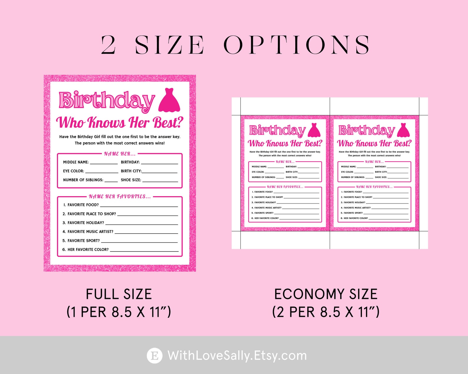 Who Knows the Birthday Girl Best Girl Birthday Questionnaire Activity ...