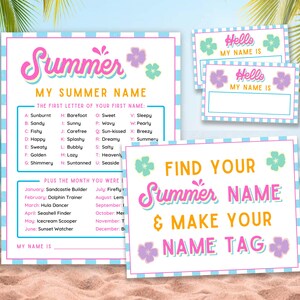 What&#39;s Your Summer Name Summer Games for Kids, Family Summer Games Summer Name Game Beach Game Pool Party Games Summer Activities Printable