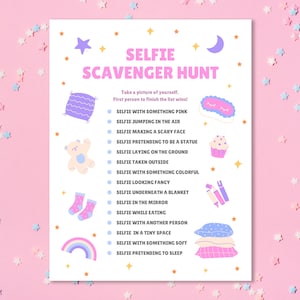 Selfie Scavenger Hunt | Slumber Party Games | Sleepover | Girls Birthday Party Games | Teen Sleepover Games | Birthday Party Games Bundle