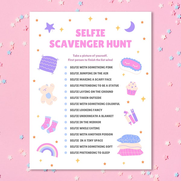 Selfie Scavenger Hunt | Slumber Party Games | Sleepover | Girls Birthday Party Games | Teen Sleepover Games | Birthday Party Games Bundle