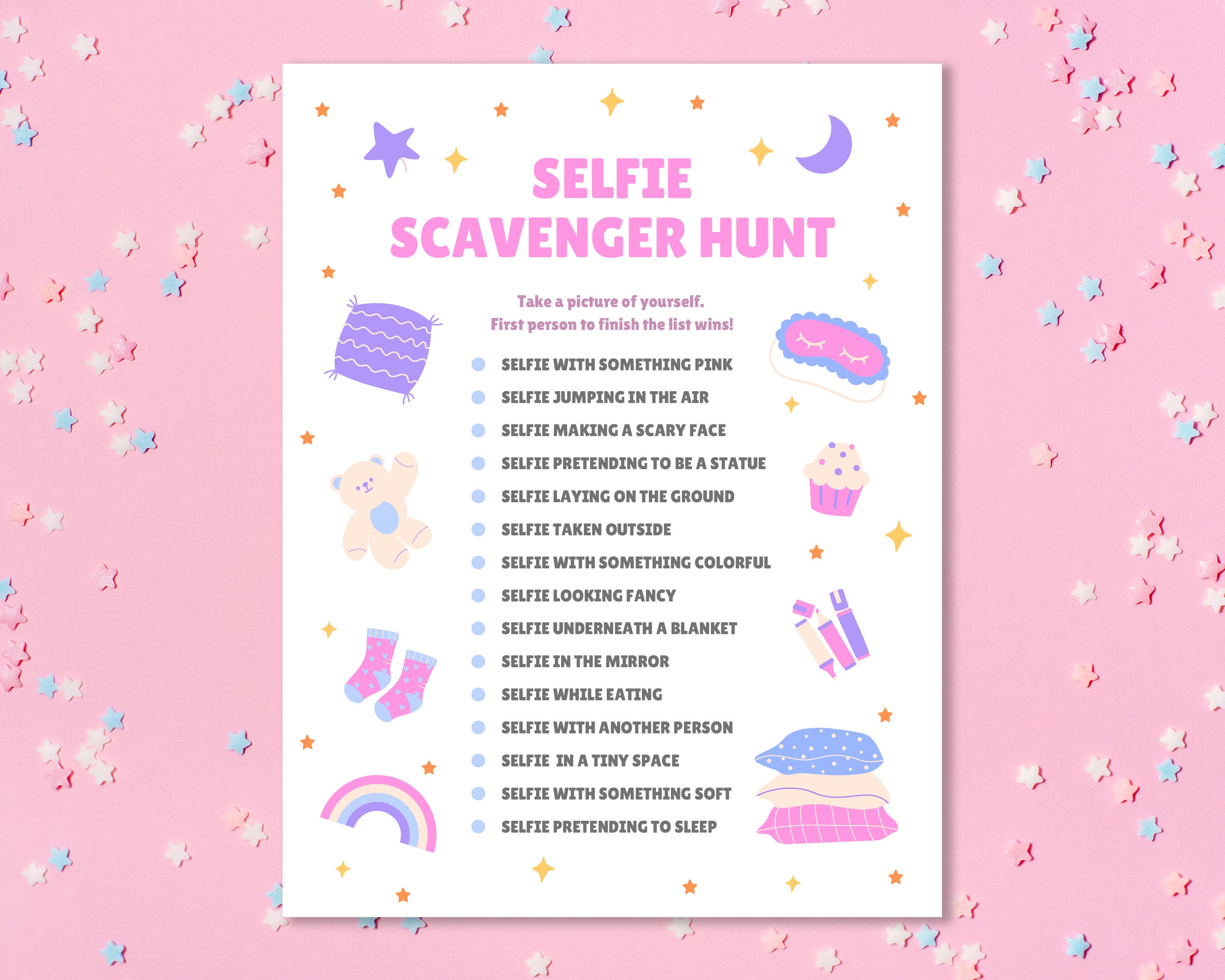 Selfie Scavenger Hunt Slumber Party Games Sleepover Girls Birthday