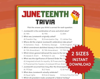 Juneteenth Trivia Juneteenth Games for Kids Family Juneteenth Activities for Kids Juneteenth Youth Group Game Fun Juneteenth Printable Games