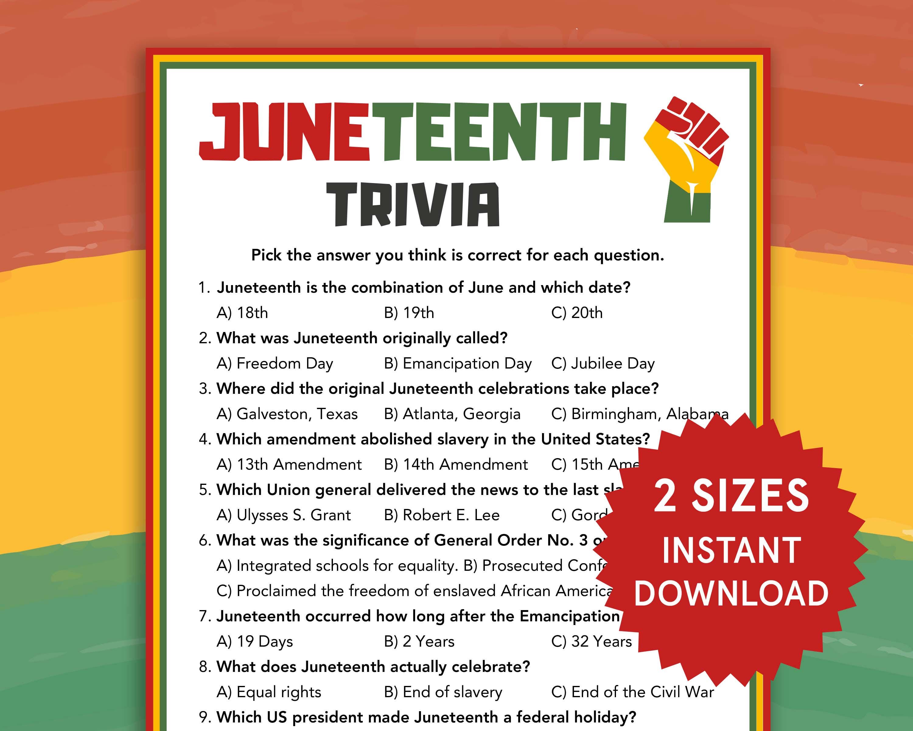 Juneteenth Trivia Juneteenth Games for Kids Family Juneteenth ...