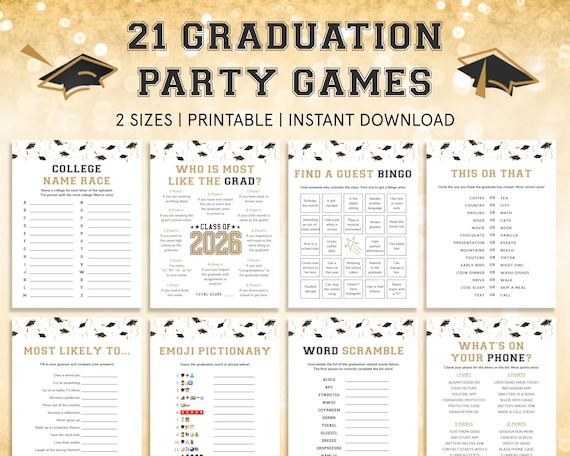 Graduation Party Game Bundle | 2026 Graduation Games | Class of 2026 Games | Graduation Games Printable | High School Grad | 2026 Grad Party