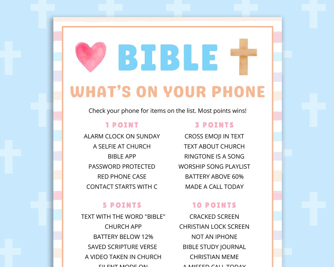 Bible Whats on Your Phone Sunday School Activities Kids Bible Study