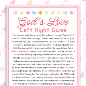 Juego de amor de Dios Juego de izquierda a derecha Juegos de estudio bíblico de la escuela dominical Juego de la Biblia Juego de intercambio de regalos de la iglesia Pase el premio Actividades grupales cristianas divertidas