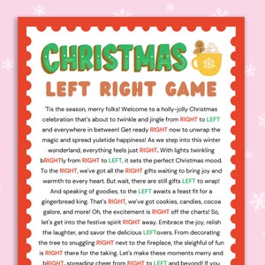 Christmas Left Right Game Christmas Gift Swap Gift Exchange Game