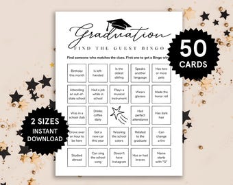 Graduation Bingo Graduation Game High School Graduation College Graduation Party Printable Class of 2026 Graduation Party Game Icebreaker