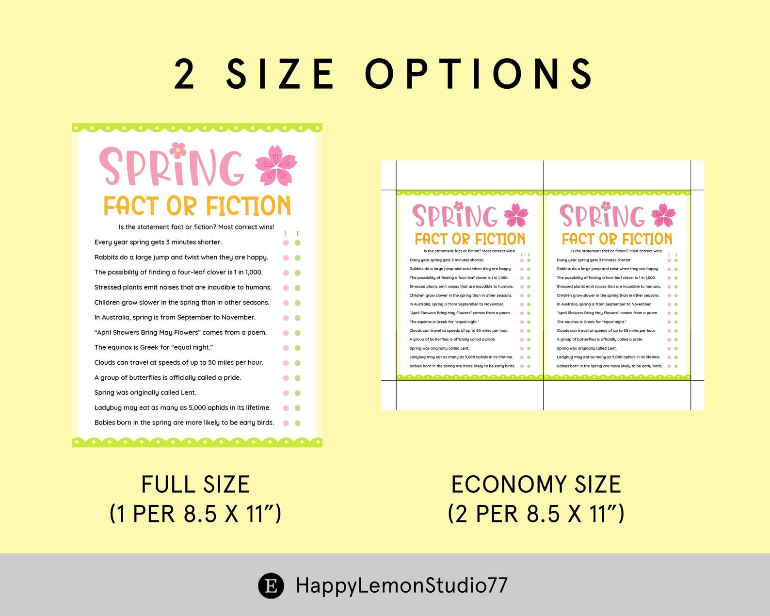 Simple Spring Fact For Reception Spring Fact or Fiction Game Printable Spring Activities for Kids ...