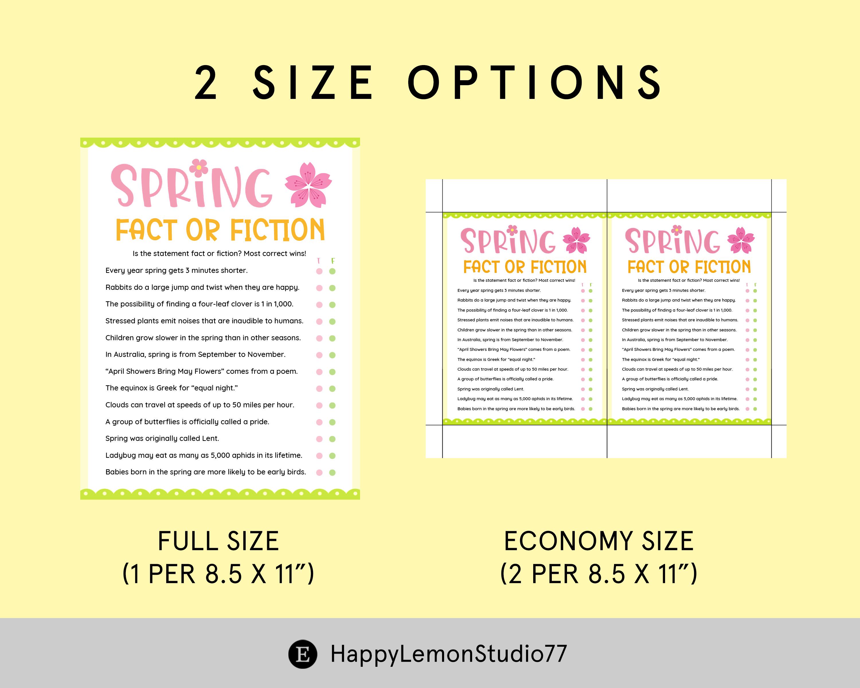 Spring Fact File Template Spring Fact or Fiction Game Printable Spring Activities for Kids ...