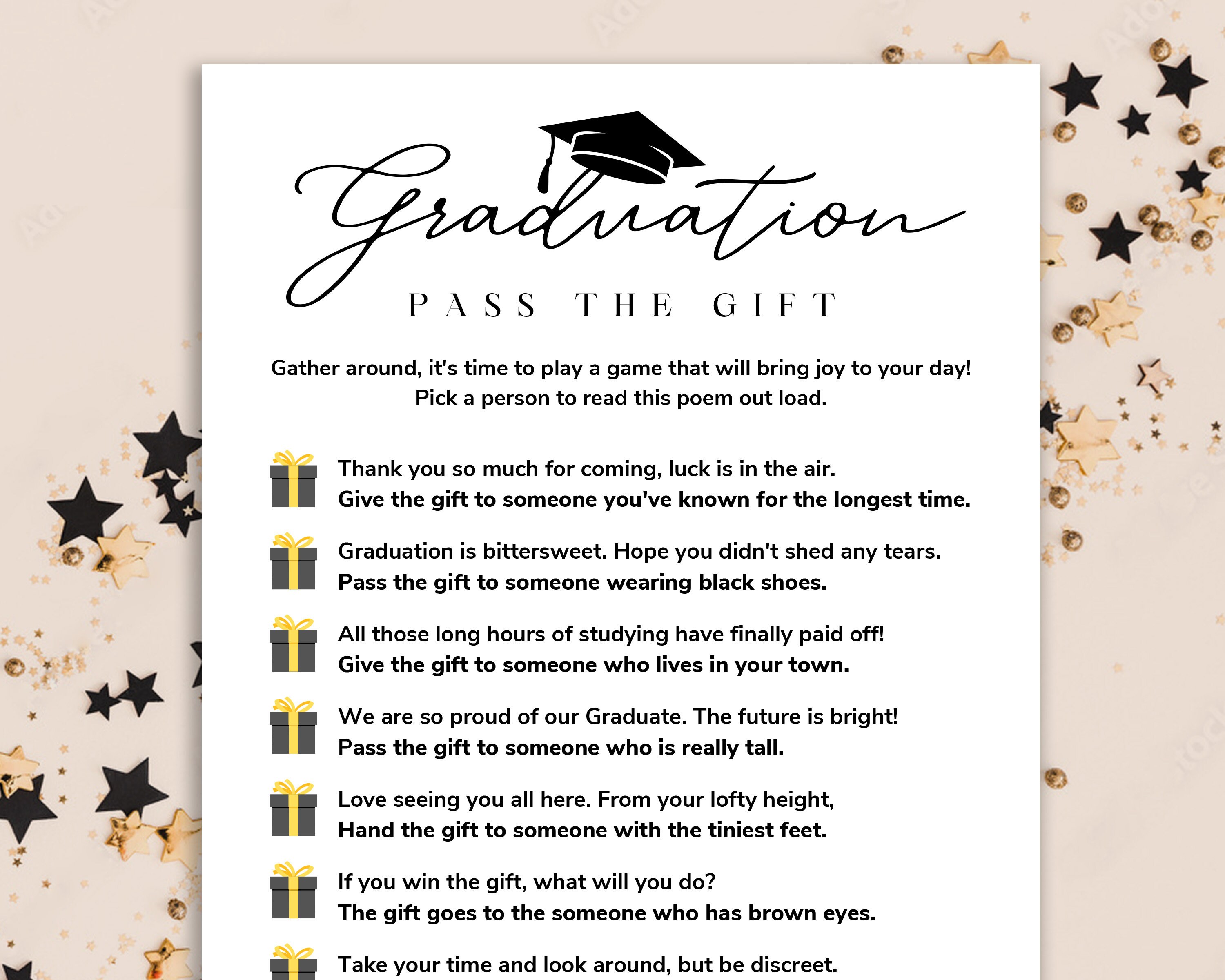 Graduation Pass the Gift Graduation Party Games Pass the Prize High ...