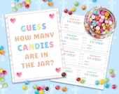 Guess How Many Candies Are In The Jar Baby Shower Games Candy Guessing Game Pastel Baby Shower Pastel Birthday Party Guess How Many Game