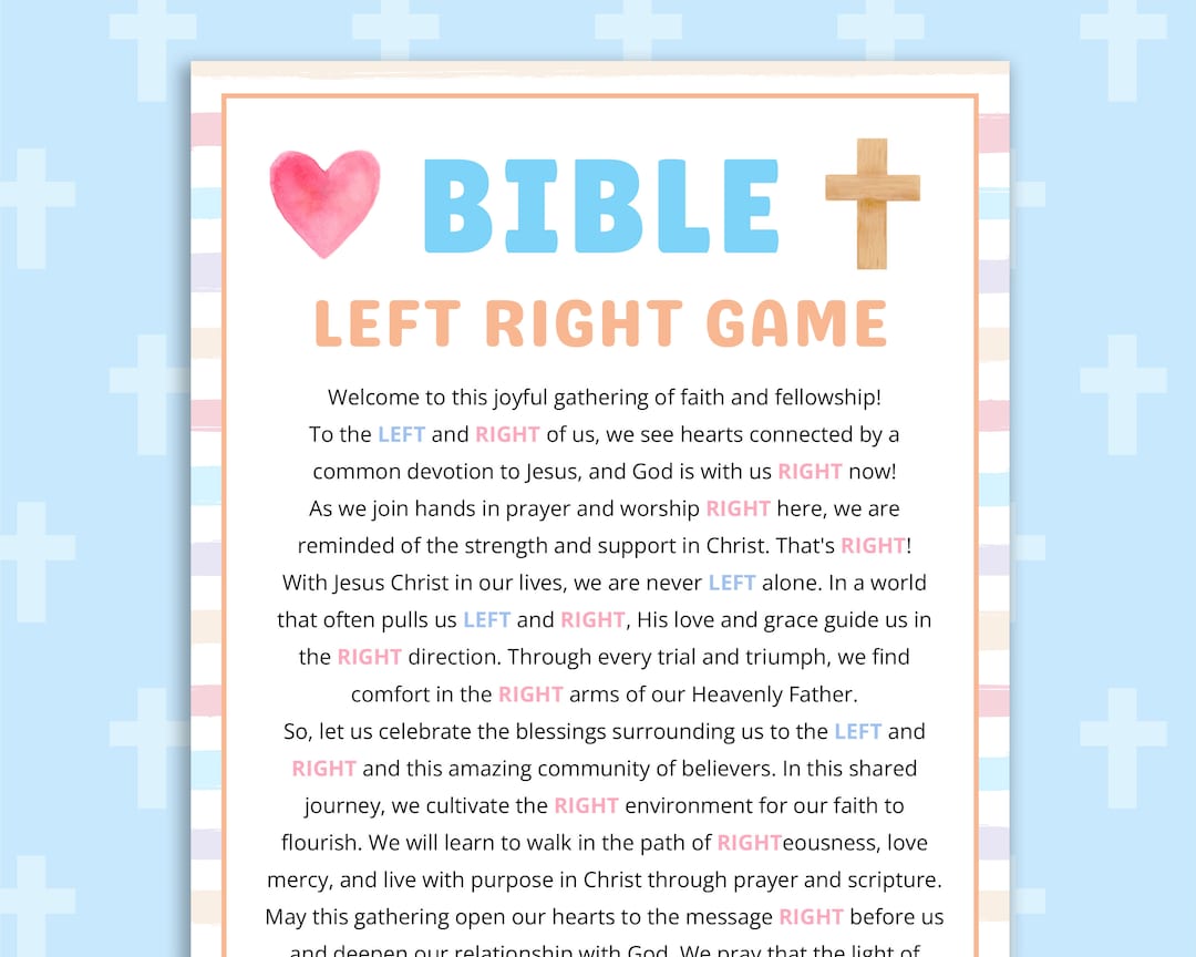 Church Left Right Game Sunday School Bible Study Games Bible Game