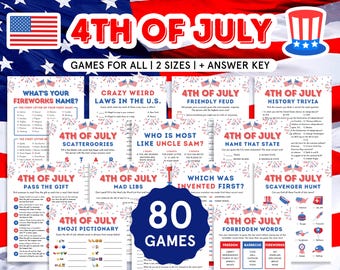 4th of July Games Bundle Fourth of July Party Games 4th of July Family Games Fourth of July Games for Kids Adults 4th of July Group Games
