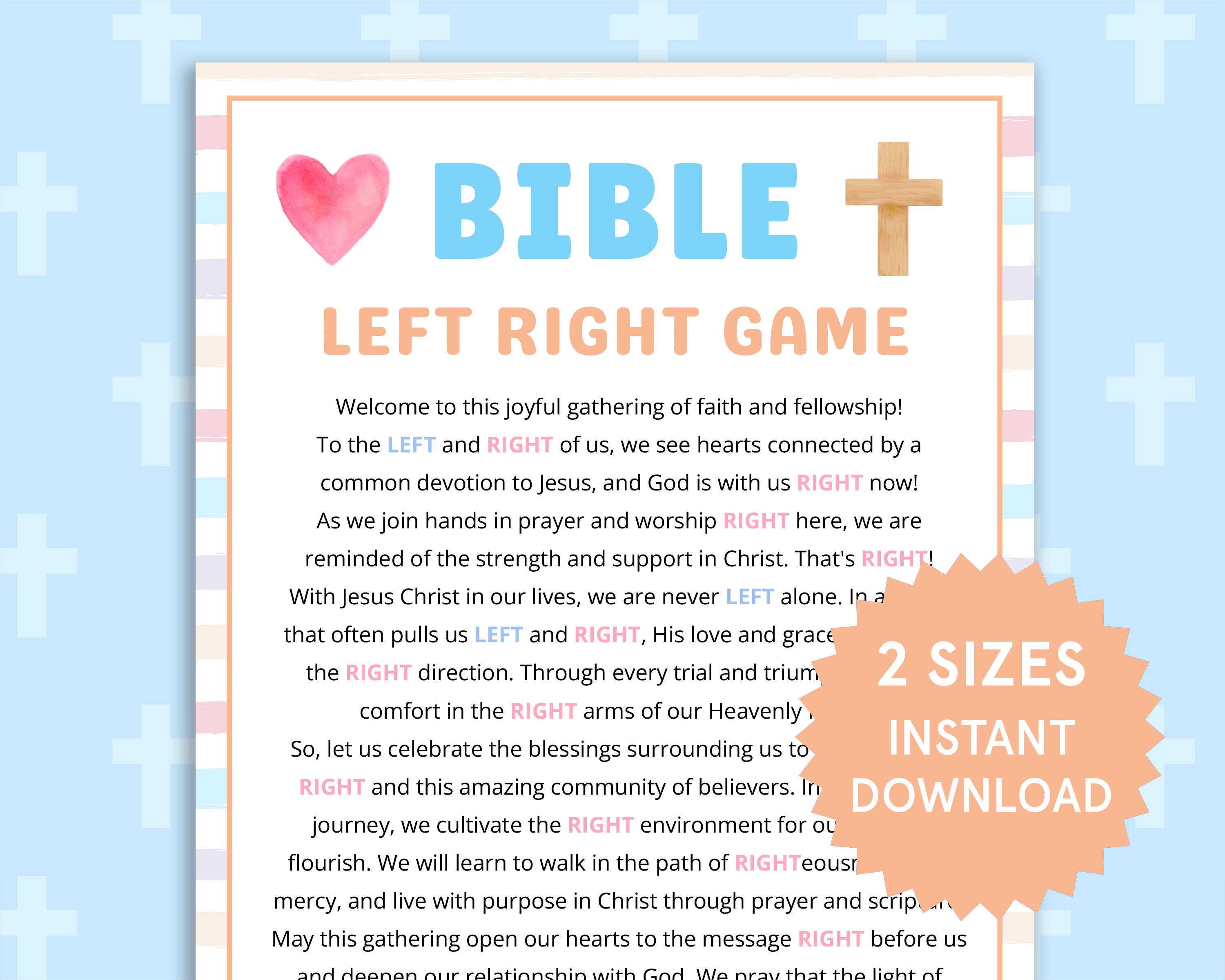 Church Left Right Game Sunday School Bible Study Games Bible Game Church Gift Exchange Game Pass the Prize Fun Christian Group Activities